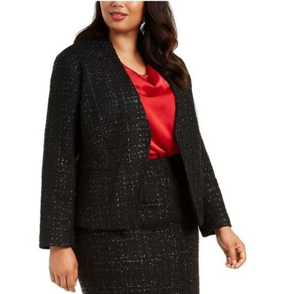Calvin Klein Plus Size Tweed Jacket - Picture 1 of 5